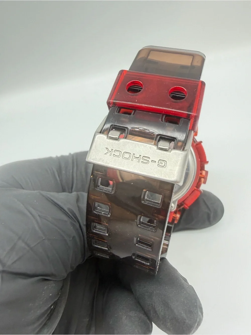 Custom Casio G-SHOCK GA-100 Black & Red Transparent Mod Watch “Cherry Bomb”